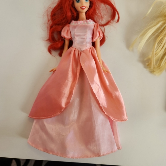 Lot of Dolls The Little Mermaid Ariel Doll Pink Dress Disney Rapunzel - Picture 6 of 11